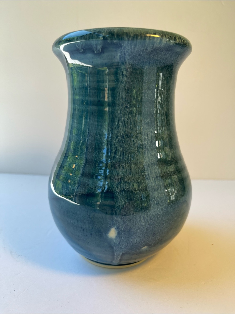 Ole Fish House Pottery Studio Art Vase Blue Flared Georgia Knight Signed GK